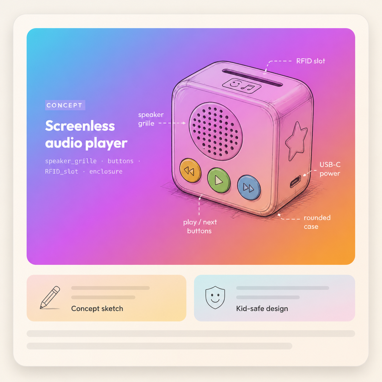 Concept sketch of the audio player